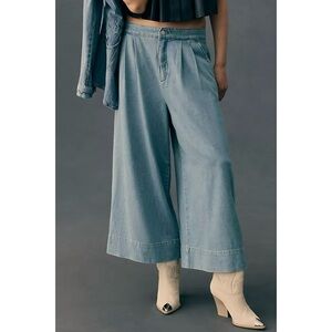 Pilcro Pleated High-Rise Wide-Leg Culotte Jeans Small